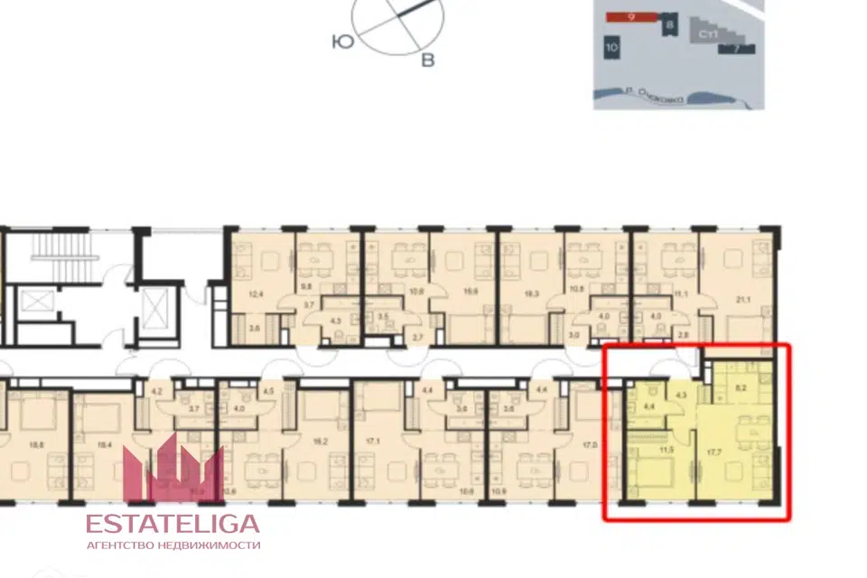 Продаётся 1-комнатная квартира, 44.1 м²