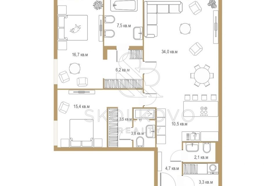 Продаётся 3-комнатная квартира, 111.5 м²