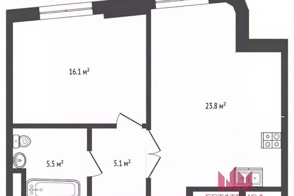 Продаётся 2-комнатная квартира, 50.5 м²