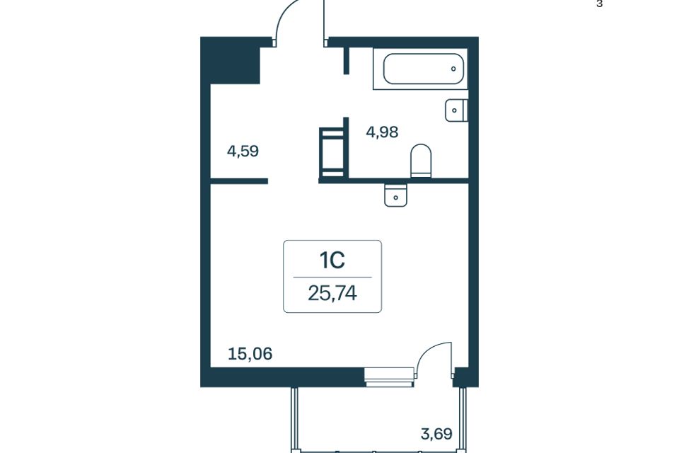 Продаётся студия, 24.5 м²