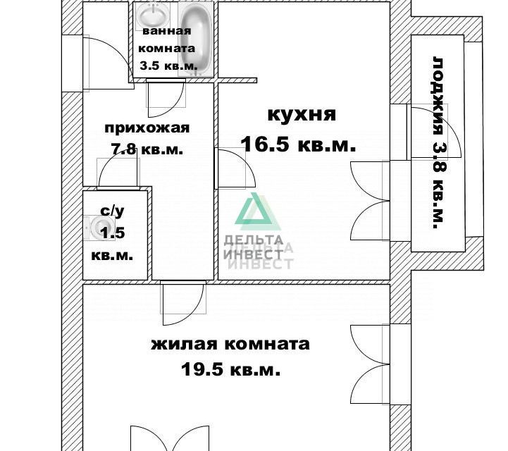 Продаётся 2-комнатная квартира, 53 м²