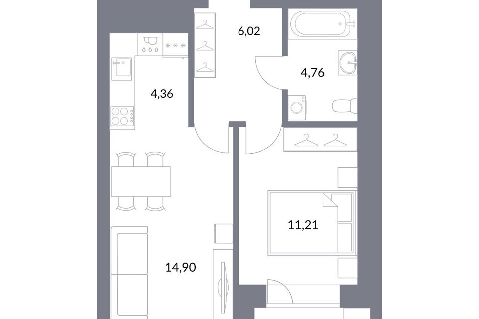 Продаётся студия, 43.8 м²