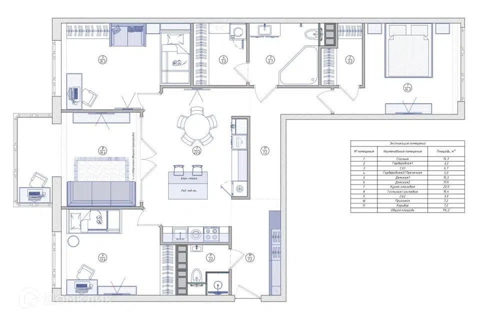 Продаётся 3-комнатная квартира, 114.2 м²