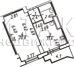 Продаётся 1-комнатная квартира, 42.4 м²