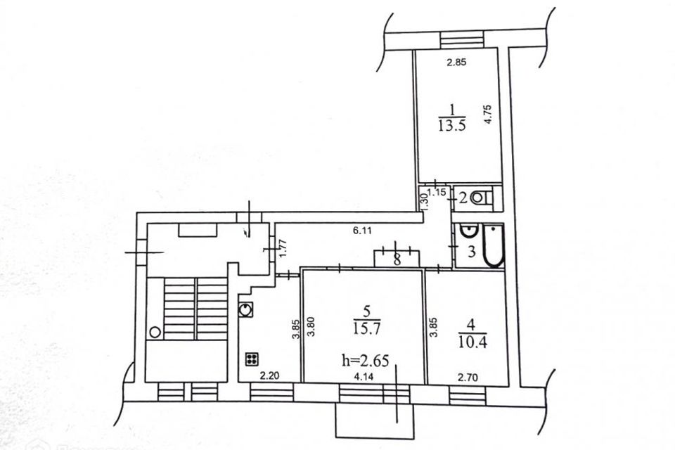 Продаётся 3-комнатная квартира, 63.8 м²