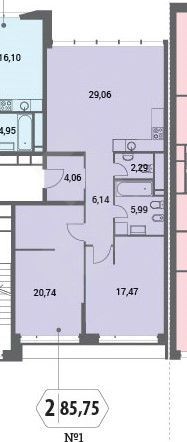 Продаётся 3-комнатная квартира, 85.76 м²