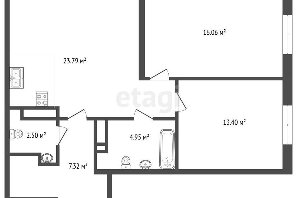 Продаётся 2-комнатная квартира, 68 м²