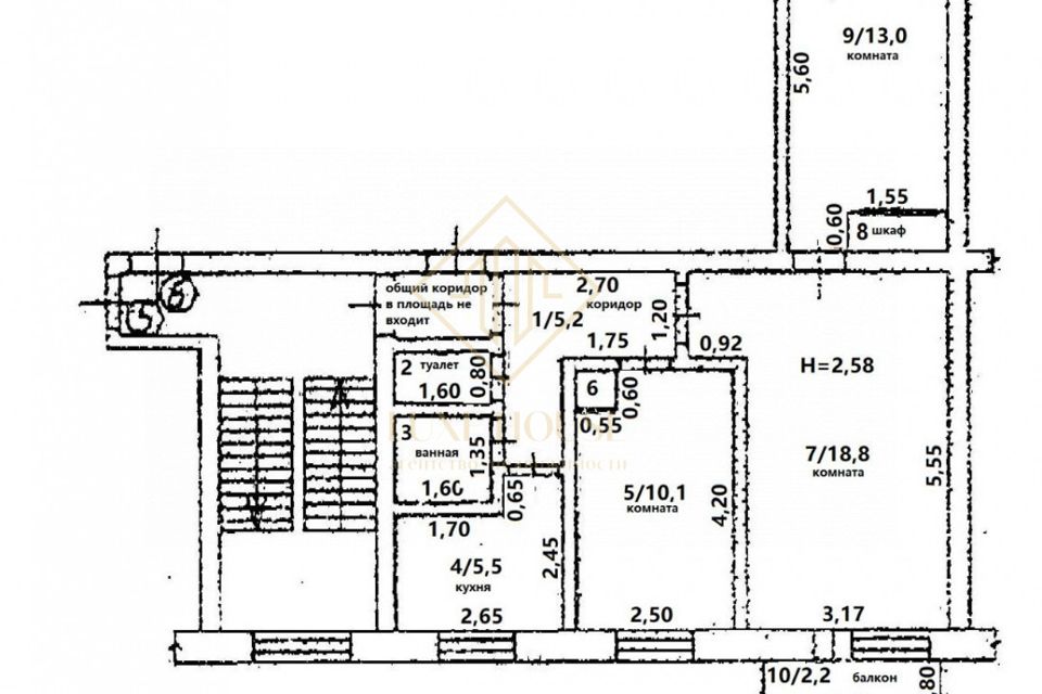 Продаётся 3-комнатная квартира, 60 м²