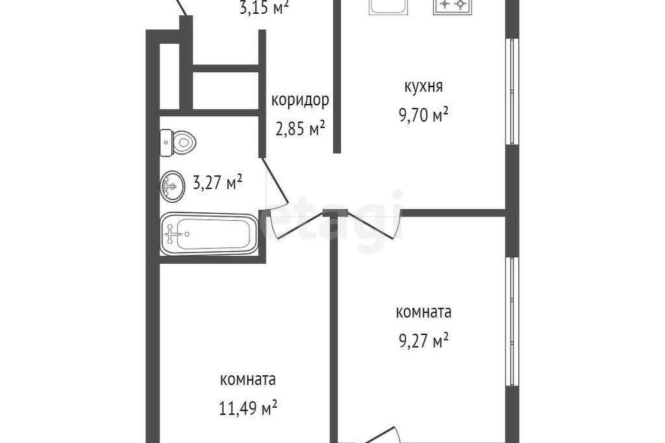 Продаётся 2-комнатная квартира, 41 м²