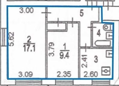 Продаётся 2-комнатная квартира, 43 м²