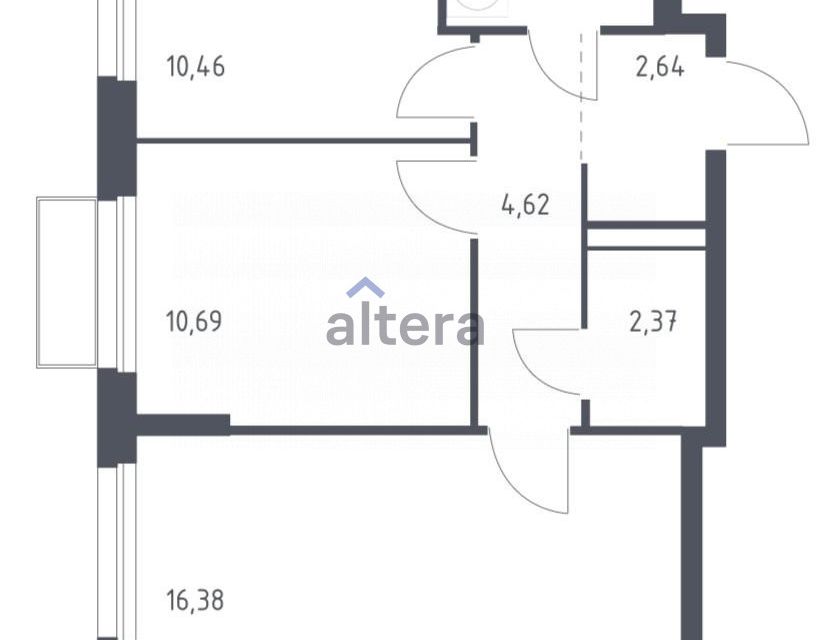 Продаётся 2-комнатная квартира, 50.92 м²