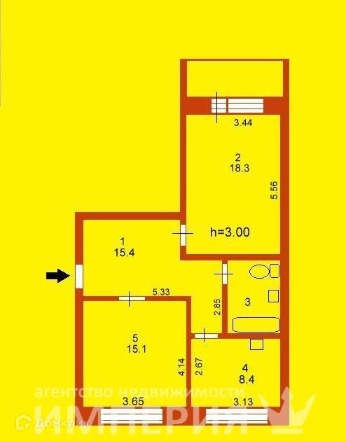 Продаётся 2-комнатная квартира, 64 м²