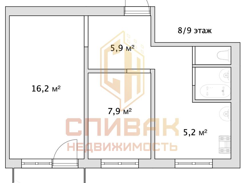 Продаётся 2-комнатная квартира, 38.97 м²