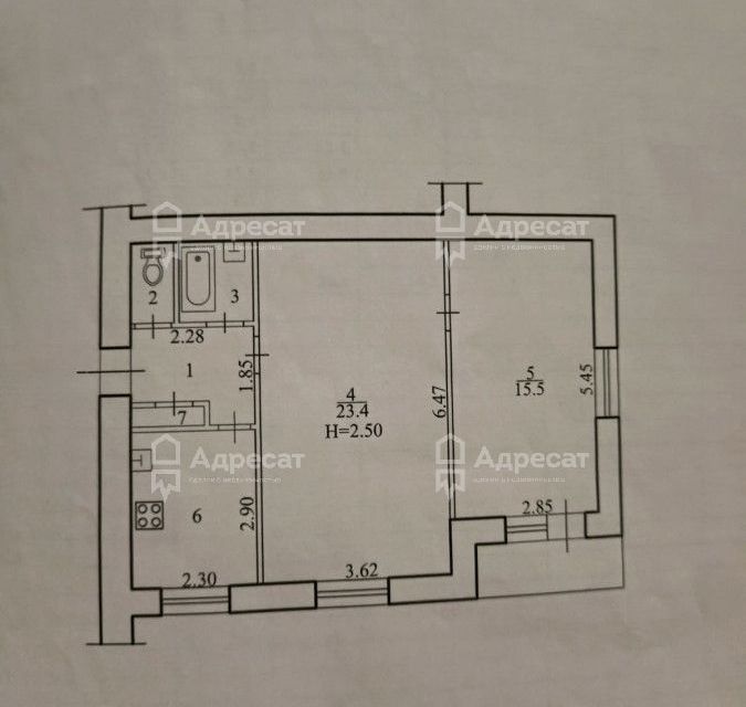 Продаётся 2-комнатная квартира, 53.1 м²