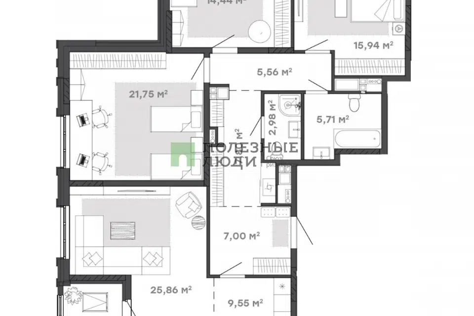 Продаётся 4-комнатная квартира, 116.6 м²