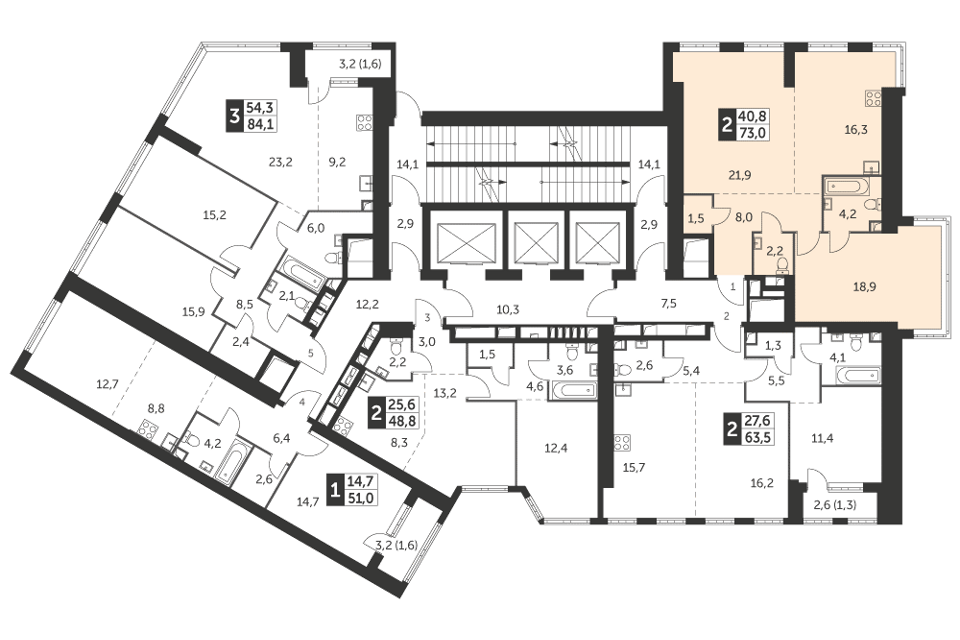 Продаётся 2-комнатная квартира, 73 м²