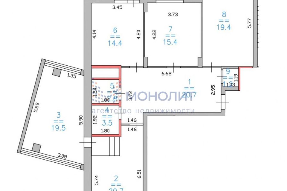 Продаётся 4-комнатная квартира, 122.5 м²