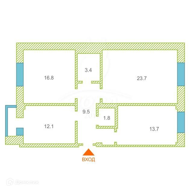 Продаётся 3-комнатная квартира, 81 м²