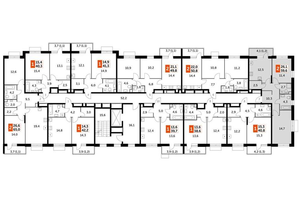 Продаётся 2-комнатная квартира, 59.6 м²