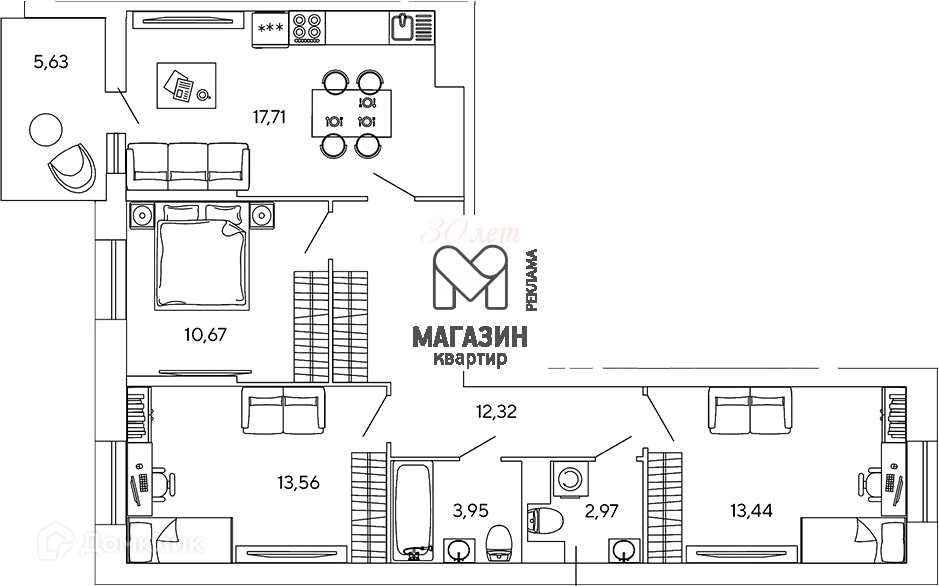 Продаётся студия, 79.22 м²