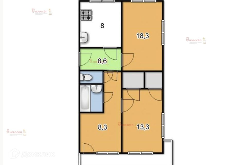 Продаётся 3-комнатная квартира, 70 м²