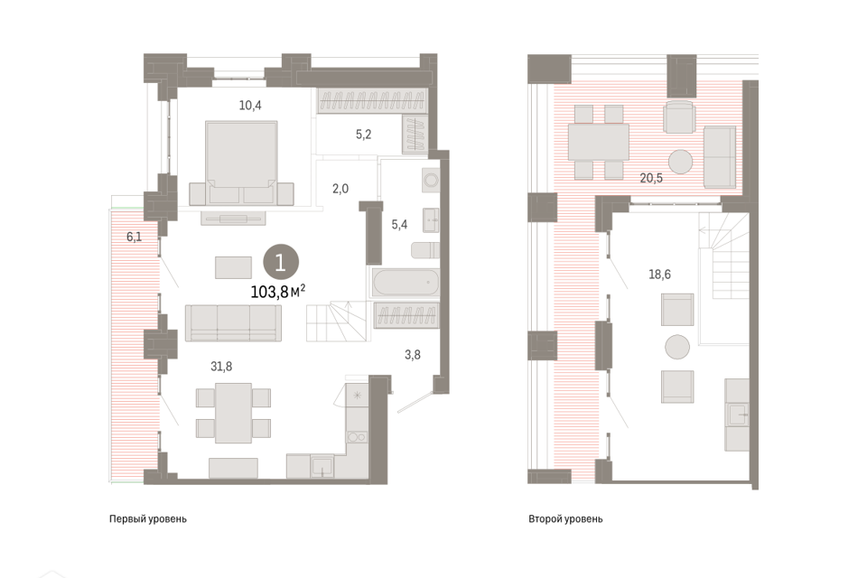 Продаётся 1-комнатная квартира, 103.8 м²