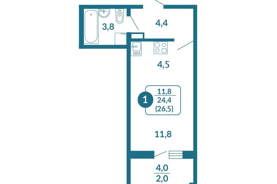 Продаётся 1-комнатная квартира, 26.5 м²