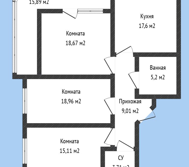Продаётся 3-комнатная квартира, 96.2 м²