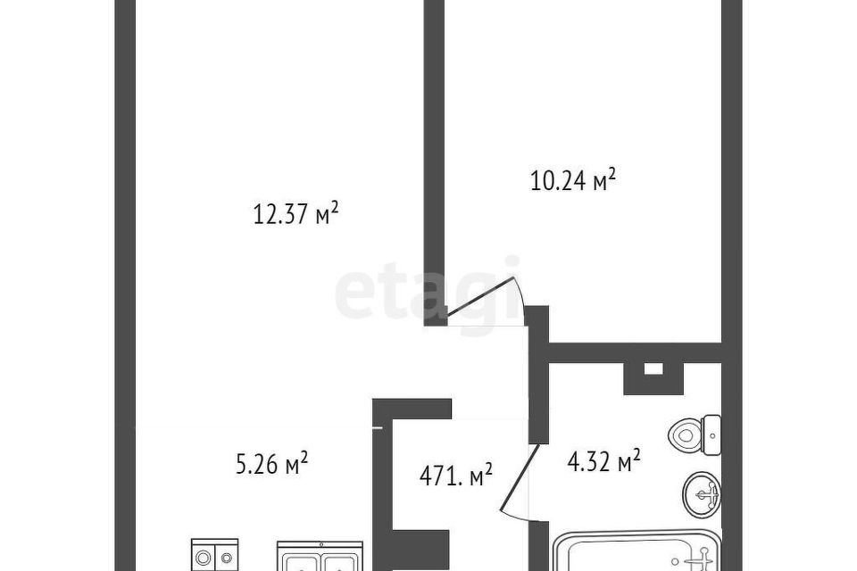 Продаётся 1-комнатная квартира, 34 м²