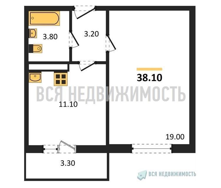 Продаётся 1-комнатная квартира, 37.5 м²