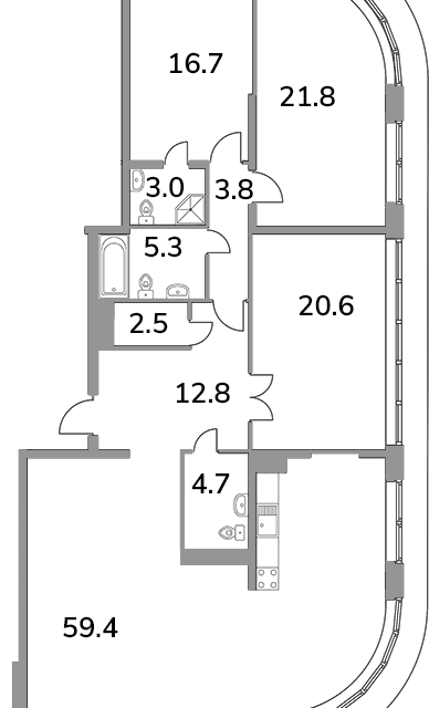 Продаётся 3-комнатная квартира, 150.6 м²