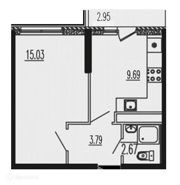 Продаётся 1-комнатная квартира, 33.6 м²