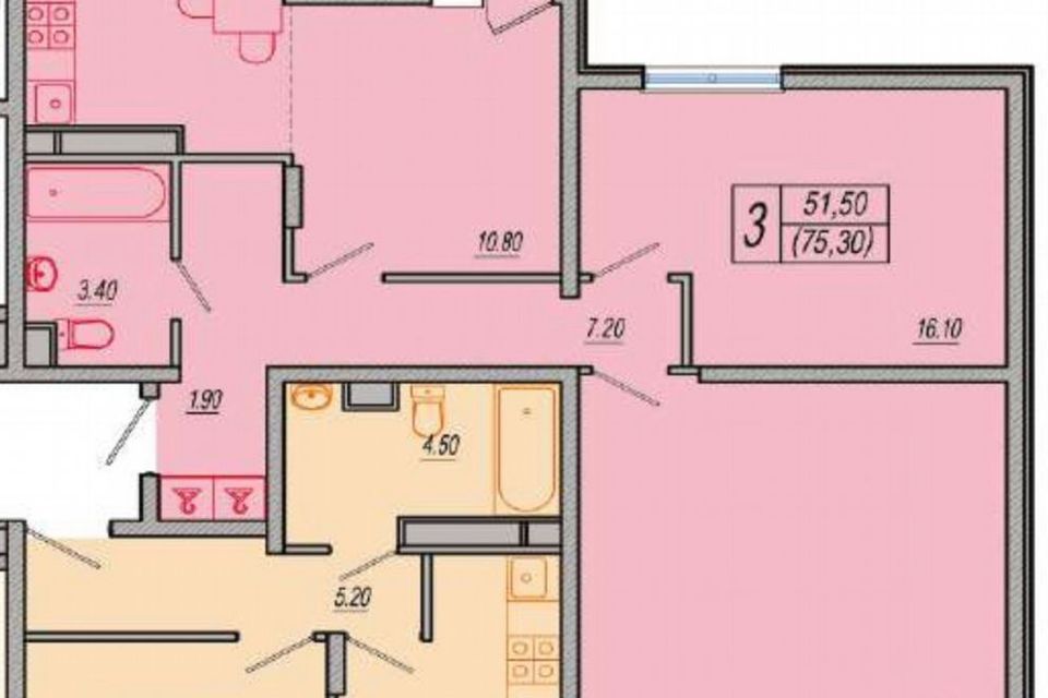 Продаётся 3-комнатная квартира, 76 м²