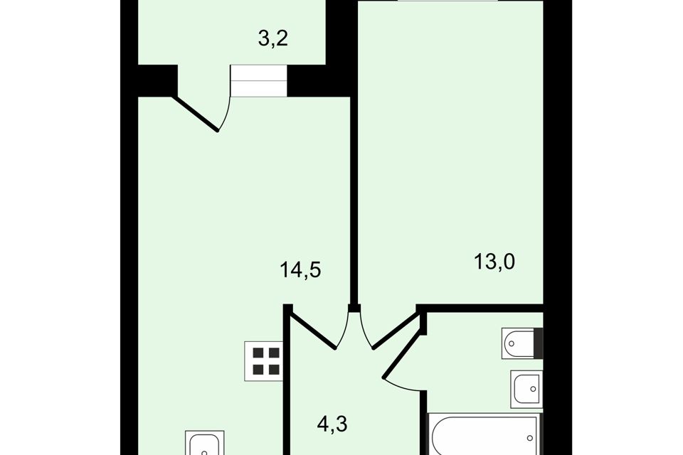 Продаётся 1-комнатная квартира, 37.3 м²