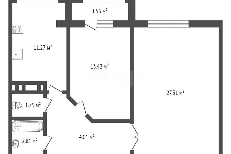 Продаётся 2-комнатная квартира, 67 м²