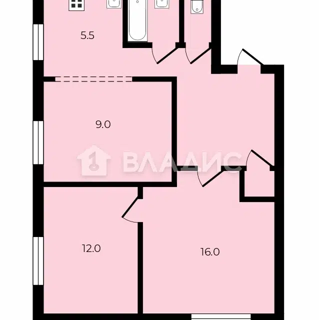 Продаётся 3-комнатная квартира, 52 м²