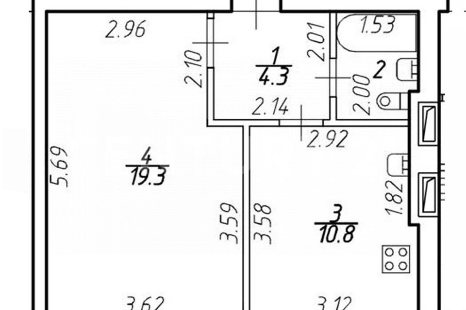 Продаётся 1-комнатная квартира, 37 м²