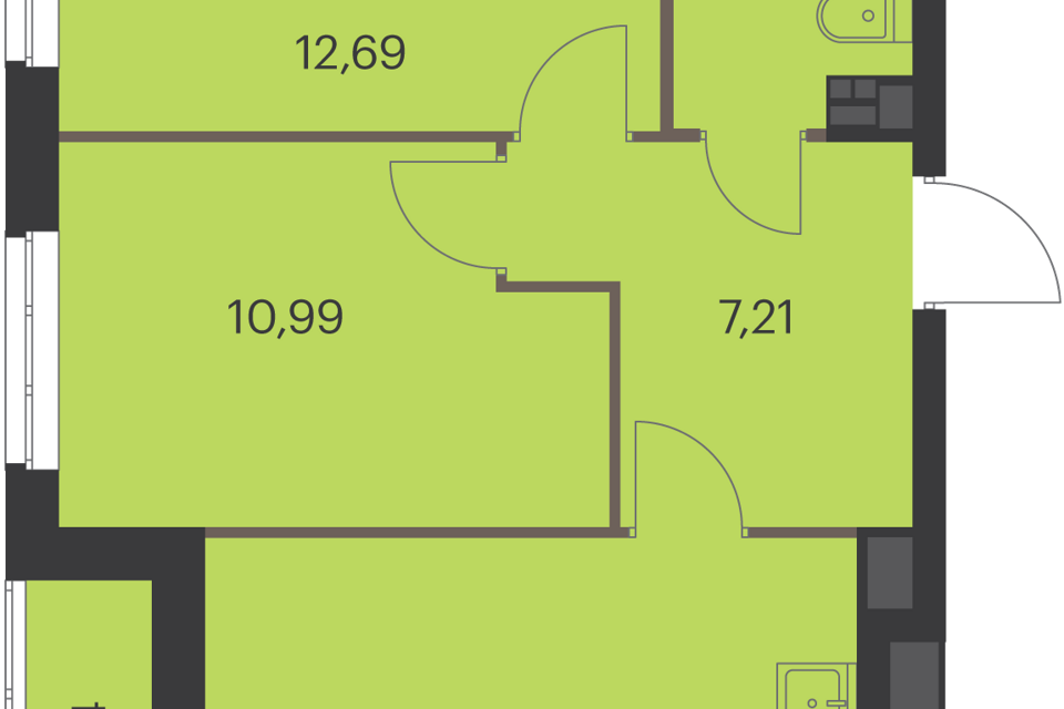Продаётся 2-комнатная квартира, 50.5 м²