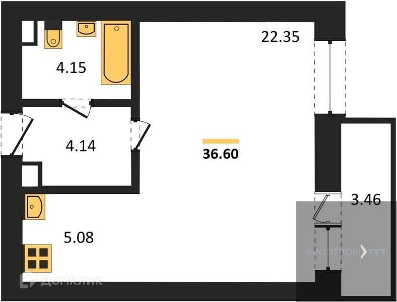 Продаётся студия, 36.6 м²