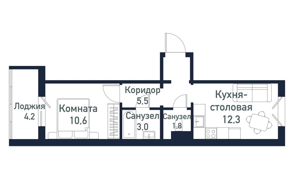 Продаётся 1-комнатная квартира, 33.1 м²