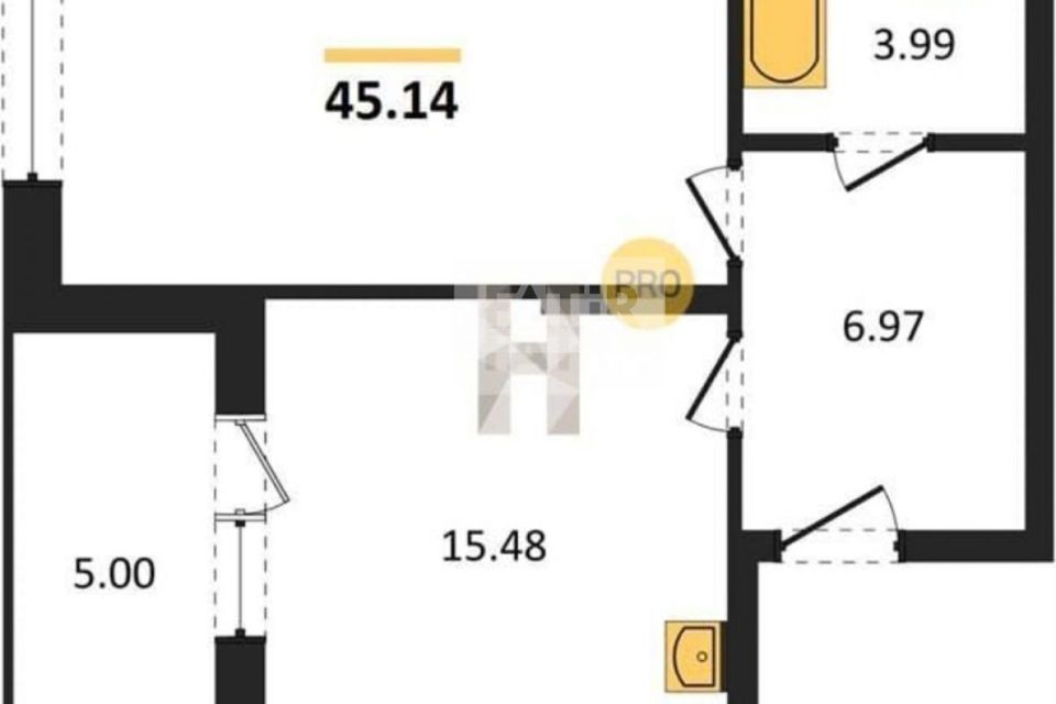 Продаётся 1-комнатная квартира, 45 м²