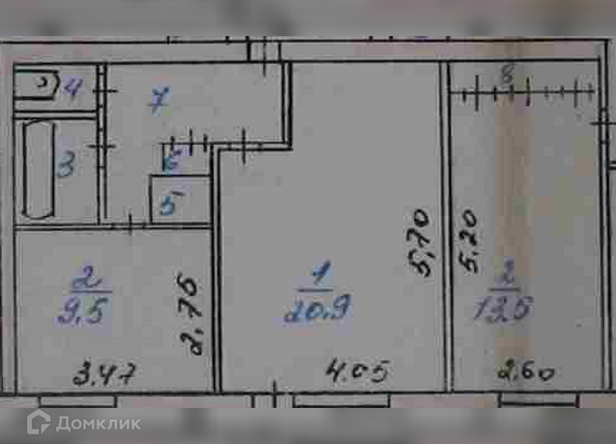 Продаётся 1-комнатная квартира, 41.7 м²