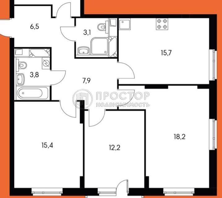 Продаётся 3-комнатная квартира, 90 м²