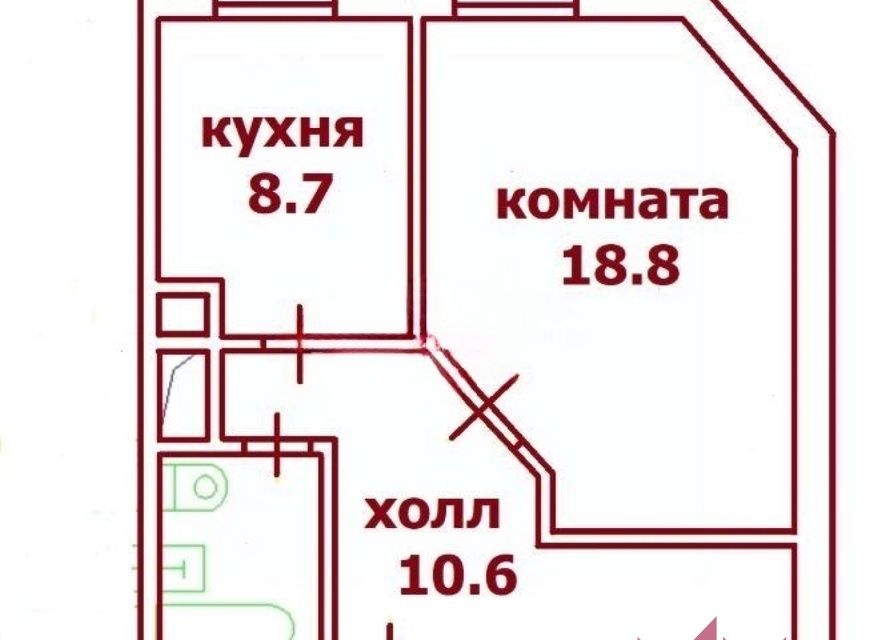 Продаётся 1-комнатная квартира, 41.9 м²