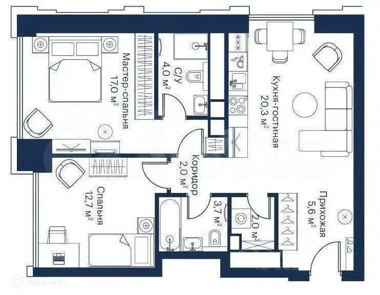 Продаётся 3-комнатная квартира, 67.4 м²