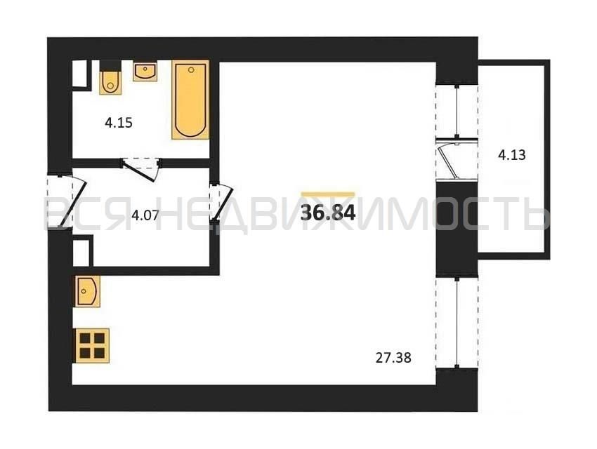 Продаётся студия, 36 м²