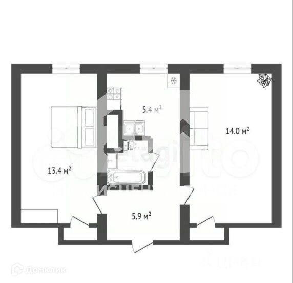 Продаётся 2-комнатная квартира, 44 м²