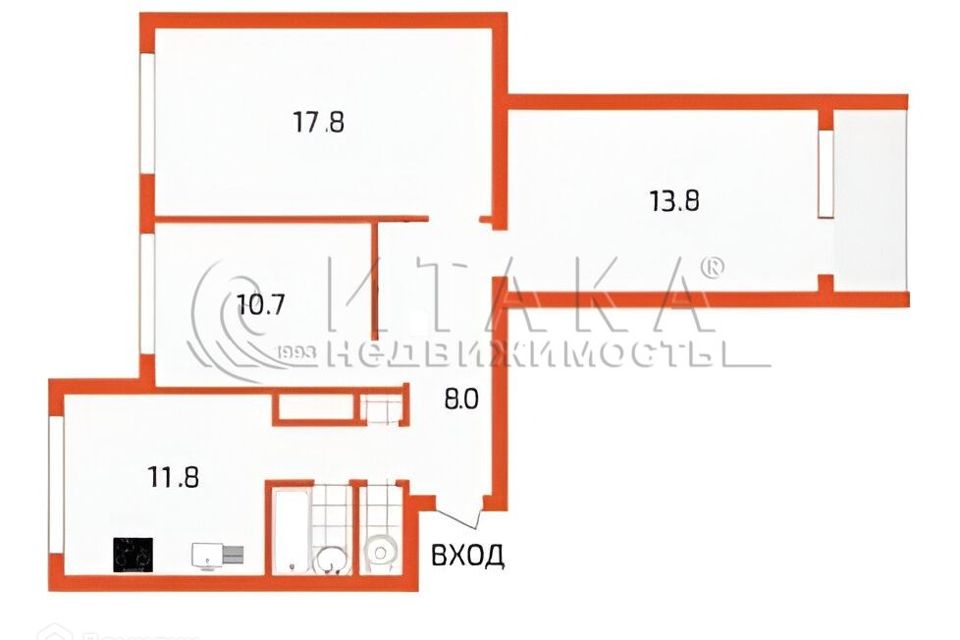 Продаётся 3-комнатная квартира, 64.4 м²