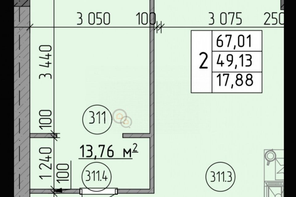 Продаётся 2-комнатная квартира, 67 м²