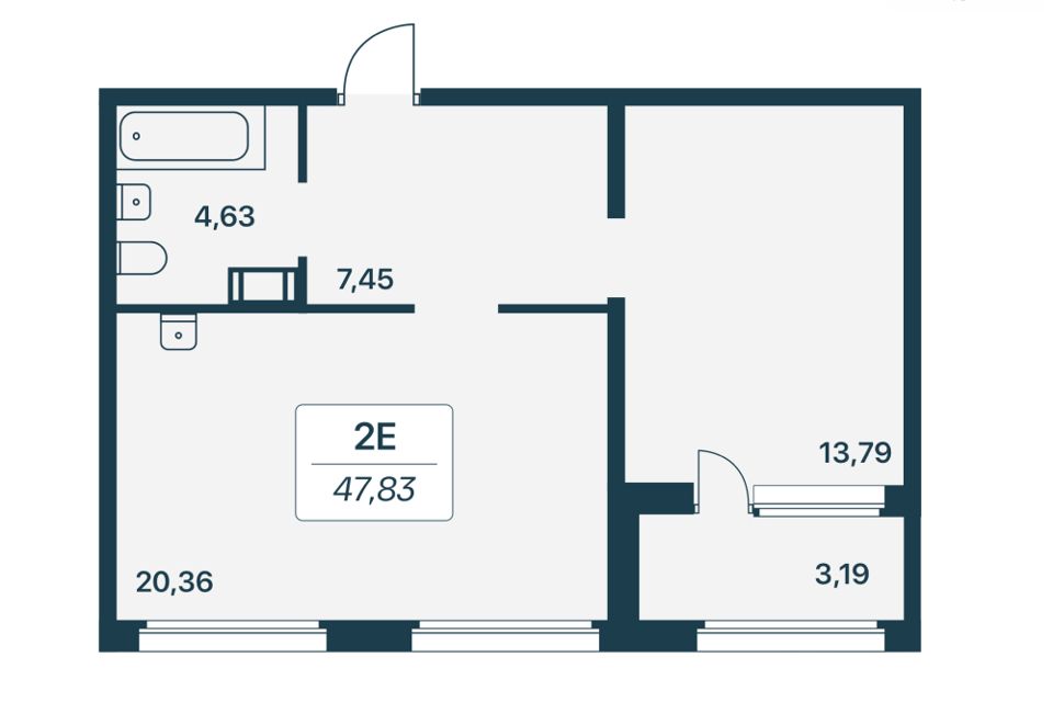Продаётся 1-комнатная квартира, 46.6 м²